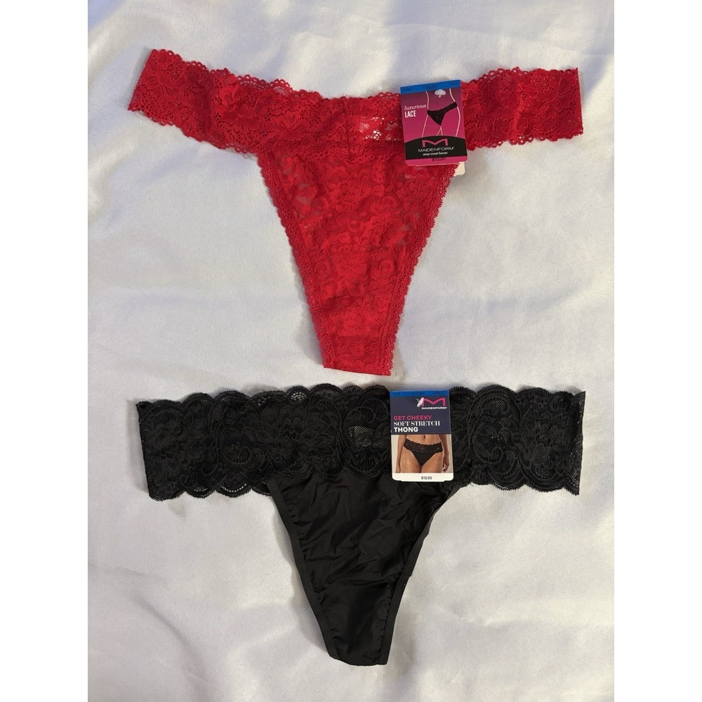 NEW Maidenform Luxurious Lace Thong Womens Xlarge DMESLT 2 Pair Maidenform Thong